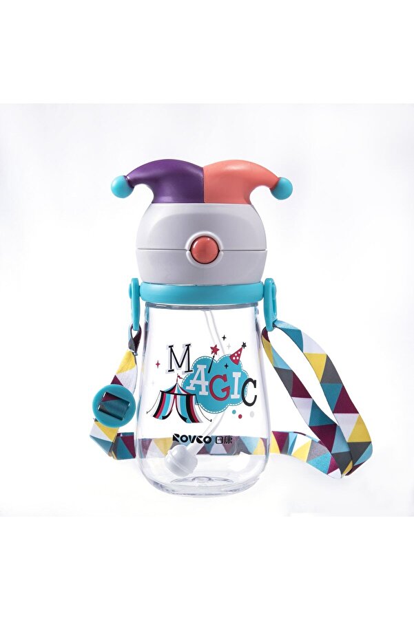 Rovco Çocuk Boyun Askılı 350 Ml Pipetli Sihirbaz Tritan Su Matarası -akıllı Pipet Toplu