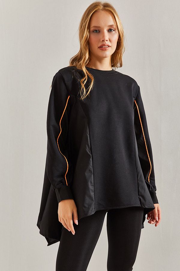 Bianco Lucci-Women's Double Striped Oversize Sweatshirt 1