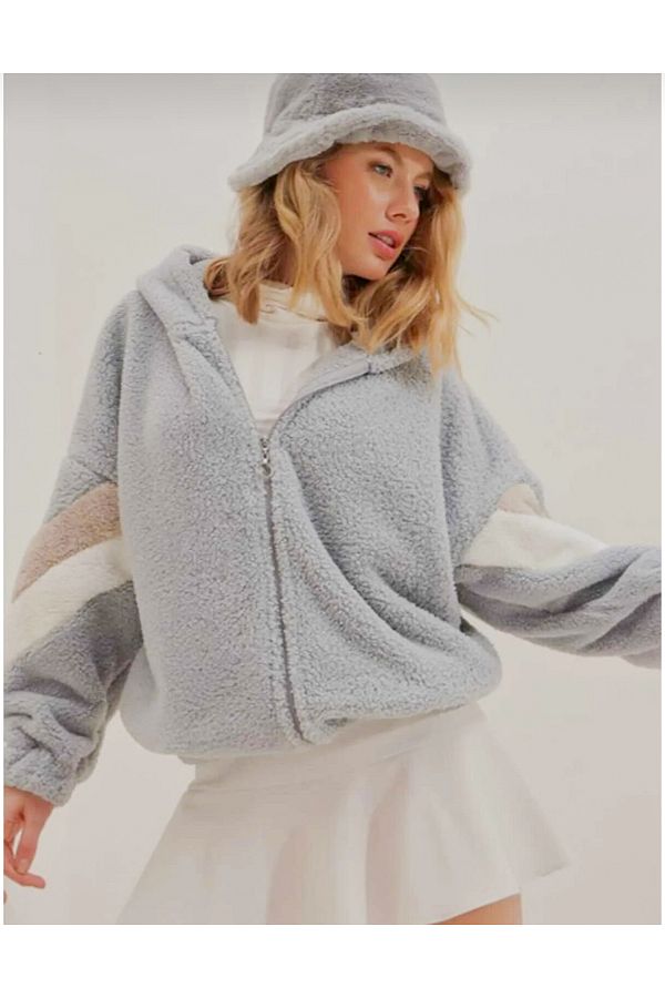 Plush cardigan sales