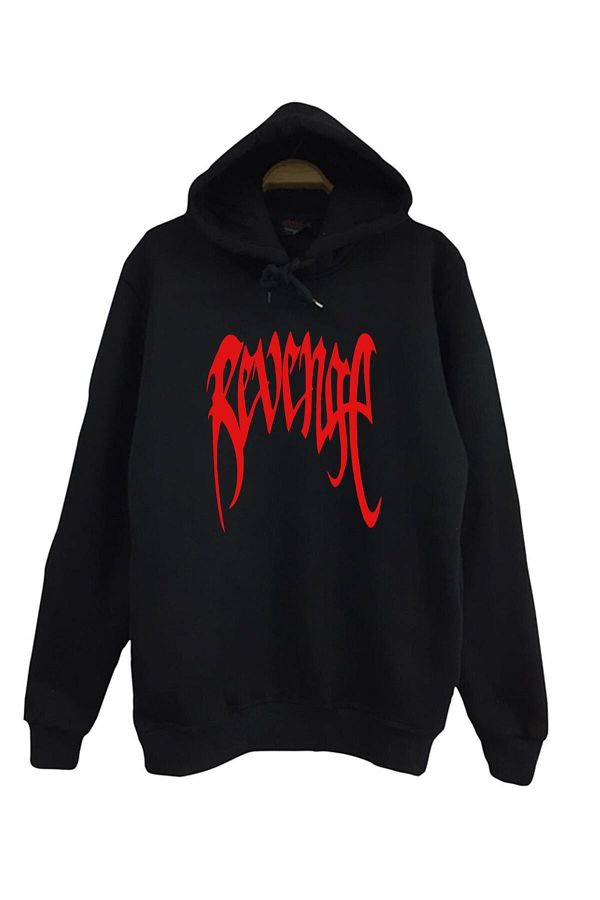 fame-stoned-Xxxtentacion Revenge Printed Unisex Hooded 100% Cotton Black Sweatshirt 1