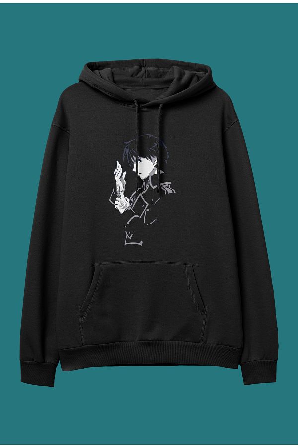Corvo Oversize Full Metal Alchemist Roy Mustang anime character print hooded sweatshirt hoodie Trendyol