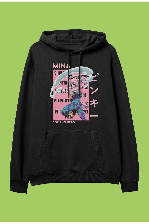 Corvo Oversize My Hero Academia Mina Ashido anime character printed hooded sweatshirt hoodie Trendyol