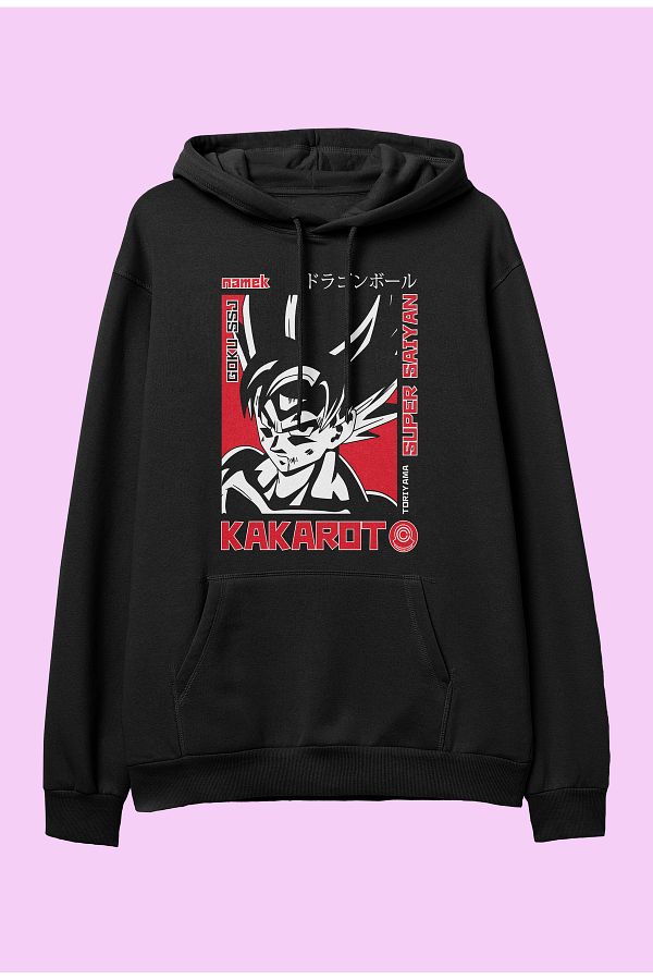 Corvo Oversize Dragon ball son goku super saiyan anime character printed hooded sweatshirt hoodie Trendyol