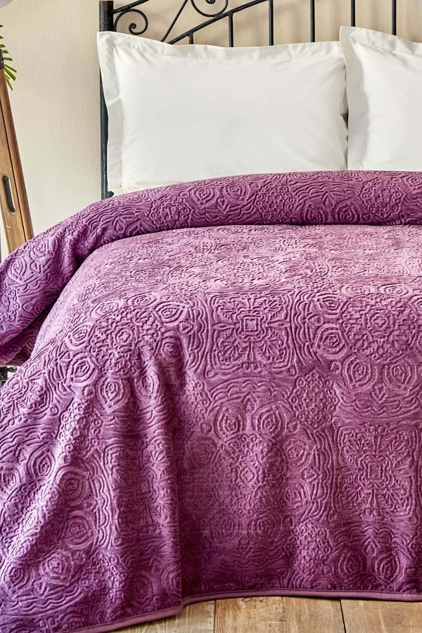 Karaca Home-Scala Plum Double Embosy Blanket 1