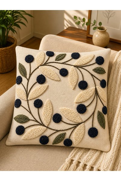 Dijital Baskılı Dekoratif Kırlent Kılıfı 43x43 cm – Modern Desenli Keten Dokulu