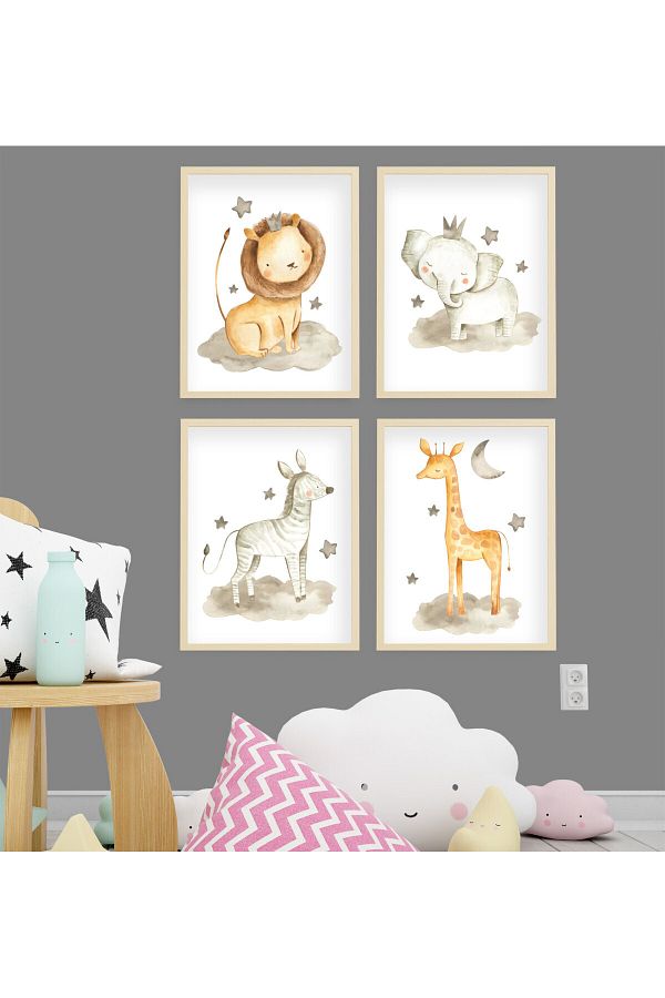 4 Adet 33 X 45cm Büyük Boy Çerçeveli Bebek, Çocuk Odası Tablo