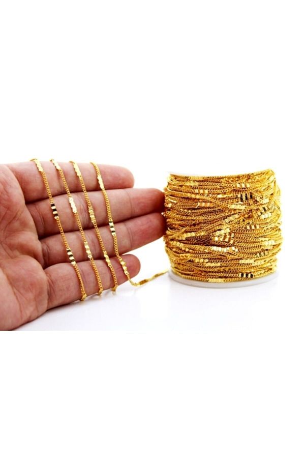 0.30 mm Kıvrık Zincir, Sarı Kaplama #145etw 10 Metre