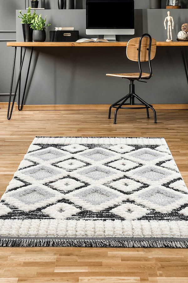 Elite Bukle Yumuşak Shaggy Selma Serisi Saçaklı Desenli Halı Kilim Salon Oturma Odası Mutfak