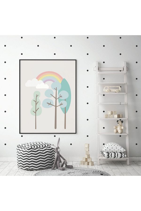 "ağaçlar Ardında Beliren Gökkuşağı" Bebek Ve Çocuk Odası Poster (çerçevesiz)