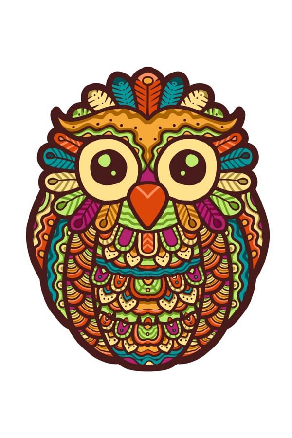 Renkli Baykuş Sticker 9x11 Cm 00151 Sticker Fabrikası