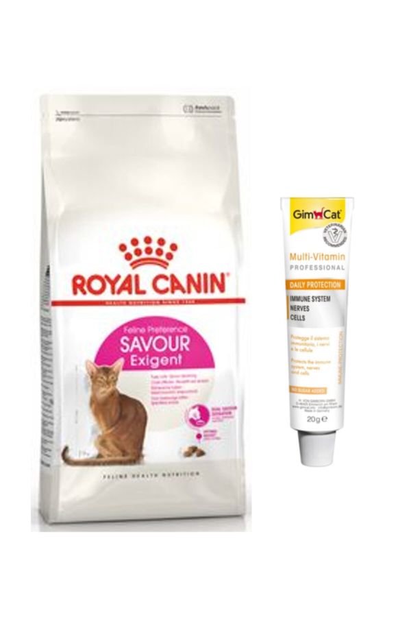 Savour Exigent Seçici Kedi Kuru Maması 2 kg + Gimcat Multi Vitamin Paste Kedi Macunu 20gr