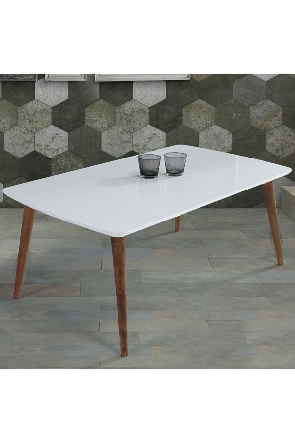 60x100 Cm Ahşap Ayaklı Orta Sehpa Beyaz A2