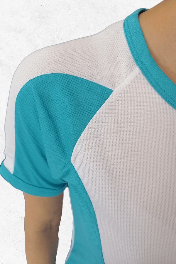 Kız Çocuk Yanları Turkuaz Modelli Spor T-Shirt