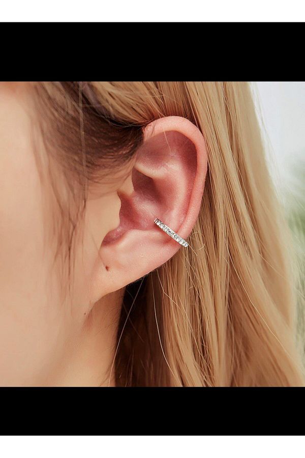 kararmaz zirkon taşlı earcuff sıkıştırmalı kıkırdak conch orbital delik gerektirmeyen küpe