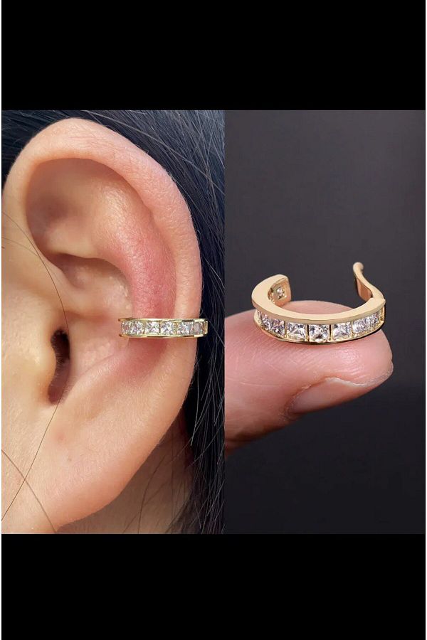 kararmaz zirkon taşlı earcuff sıkıştırmalı kıkırdak conch orbital delik gerektirmeyen küpe