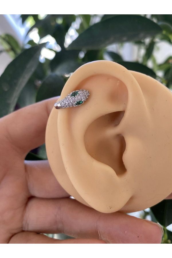 kararmaz ZİRKON TAŞLI earcuff sıkıştırmalı kıkırdak conch orbital delik gerektirmeyen küpe