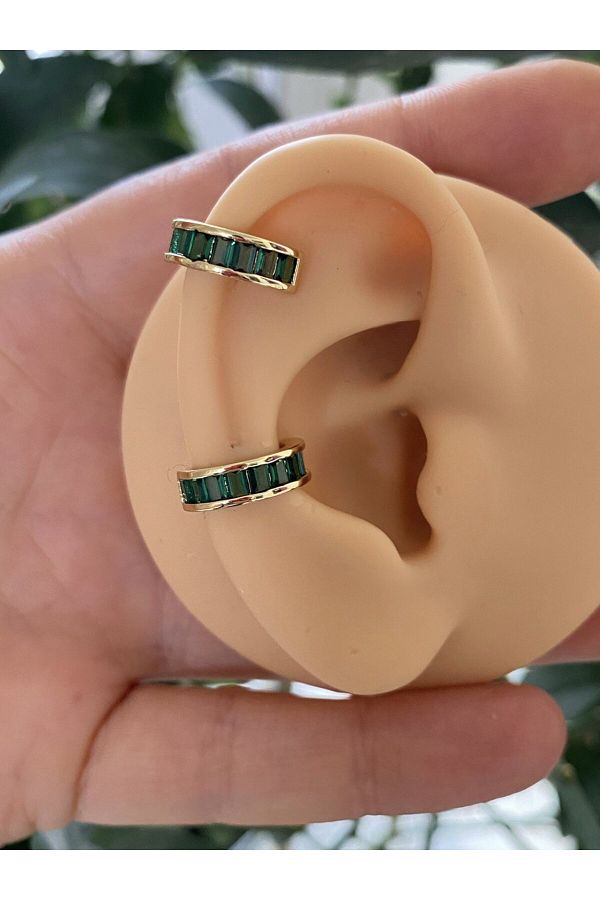 kararmaz ZİRKON TAŞLI earcuff sıkıştırmalı kıkırdak conch orbital delik gerektirmeyen küpe