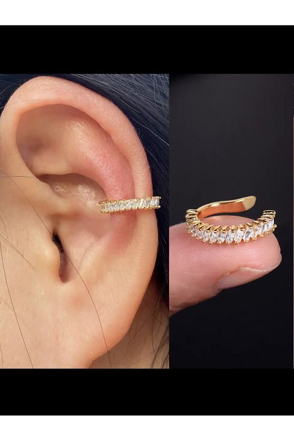 kararmaz ZİRKON TAŞLI earcuff sıkıştırmalı kıkırdak conch orbital delik gerektirmeyen küpe