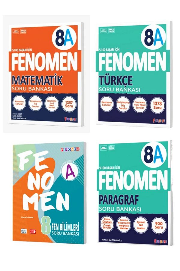 2024 Fenomen 8.Sınıf Lgs Hazırlık Matematik8A-Türkçe8A-Fen8A-Paragraf8A Soru Bankası Seti+Kalem