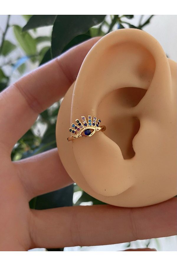 kararmaz ZİRKON TAŞLI earcuff sıkıştırmalı kıkırdak conch orbital delik gerektirmeyen küpe