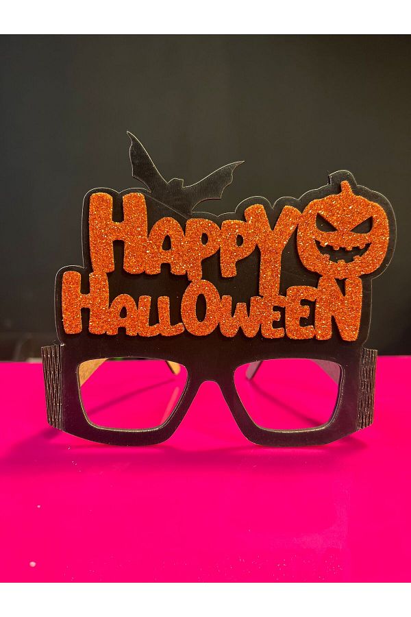 Halloween Happy Halloween Model Ahşap Turunc Siyah Parti Gözlüğü Cadılar Bayramı Gözlük