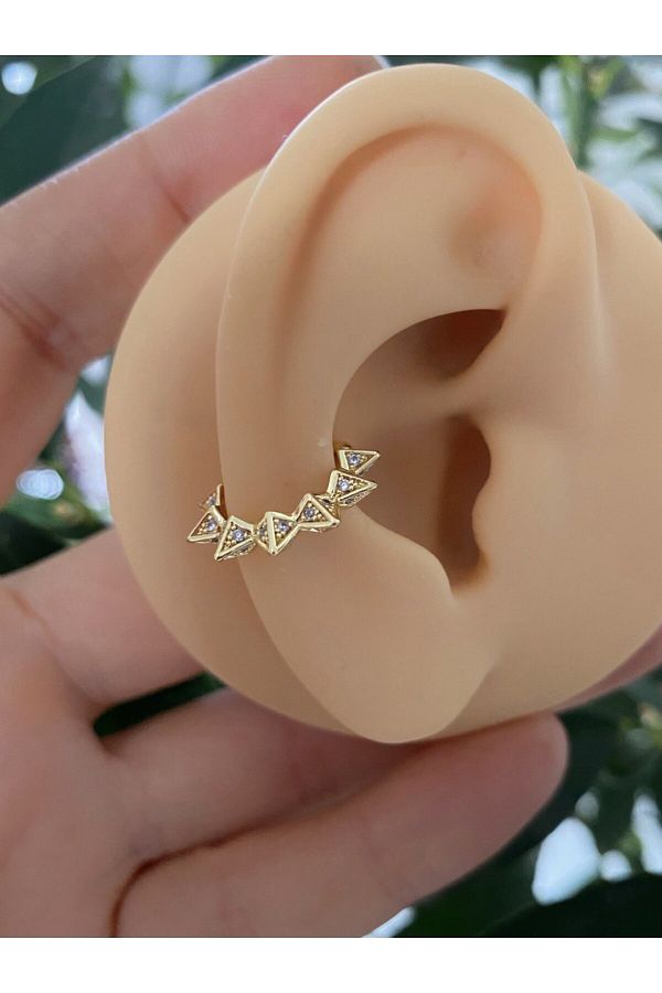 kararmaz ZİRKON TAŞLI earcuff sıkıştırmalı kıkırdak conch orbital delik gerektirmeyen küpe