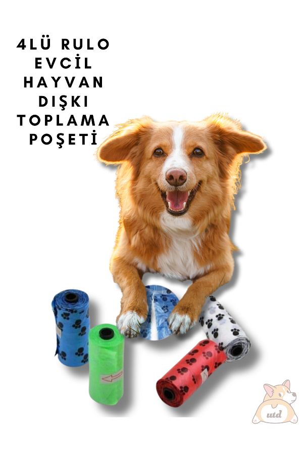 4 Lü Rulo Evcil Hayvan Köpek Dışkı Toplama Kaka Rulosu Torbası Poşeti