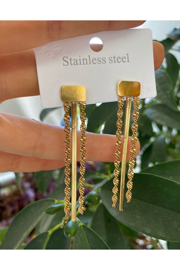 PASLANMAZ ÇELİK ZİNCİR SALLANTILI KÜPE