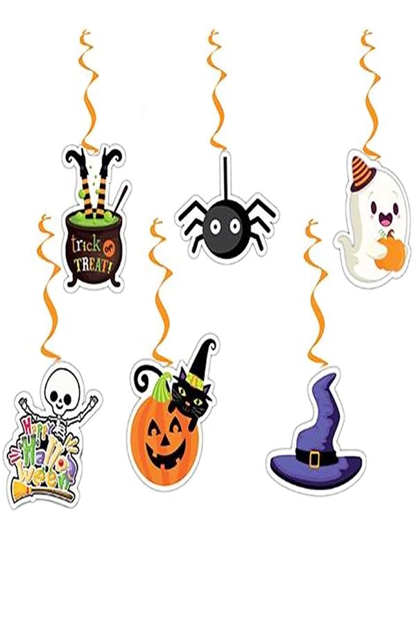 6'lı Cadılar Bayramı Halloween Örümcek, Balkabağı, Cadı Dekoratif Sarkıt Süs Asmalı Dekor