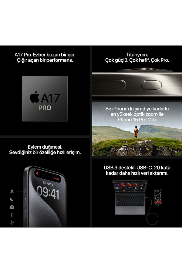 Apple iPhone 15 Pro Max 256 GB Siyah Titanyum - Görsel 8