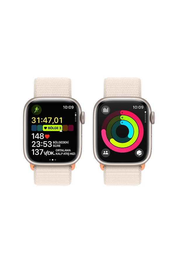 Apple Watch Series 9 GPS 41mm Yıldız Işığı Alüminyum Kasa ve Yıldız Işığı Spor Loop - Görsel 8