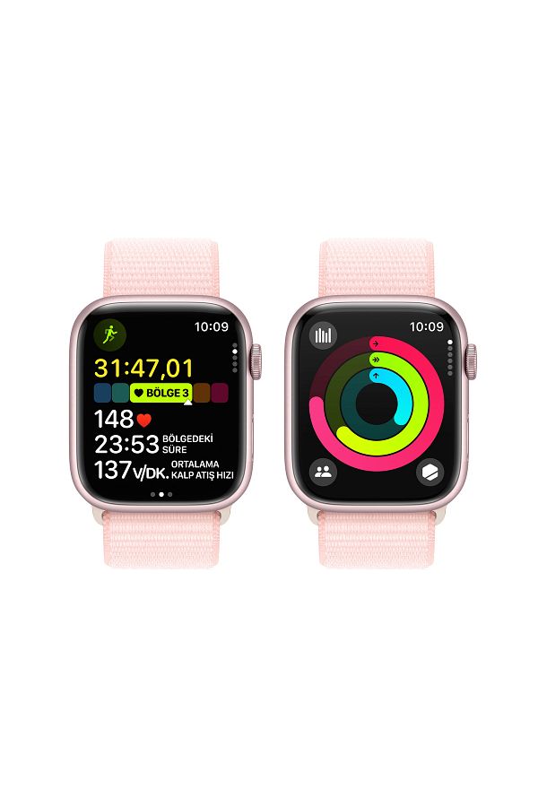 Apple Watch Series 9 GPS 45mm Pembe Alüminyum Kasa ve Uçuk Pembe Spor Loop - Görsel 8