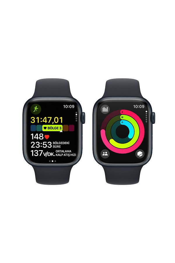 Apple Watch Series 9 GPS 45mm Gece Yarısı Alüminyum Kasa ve Gece Yarısı Spor Kordon - S/M - Görsel 8