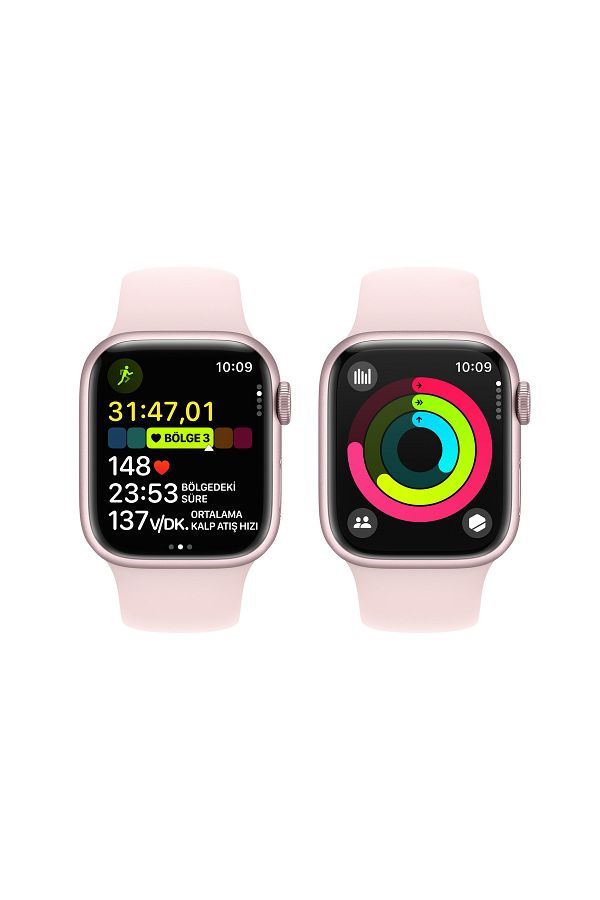 Apple Watch Series 9 GPS 41mm Pembe Alüminyum Kasa ve Uçuk Pembe Spor Kordon - M/L - Görsel 8