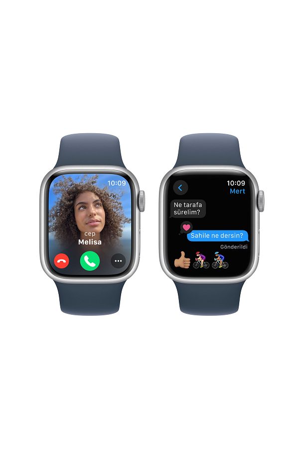 Apple Watch Series 9 GPS 41mm Gümüş Alüminyum Kasa ve Fırtına Mavisi Spor Kordon - M/L - Görsel 6