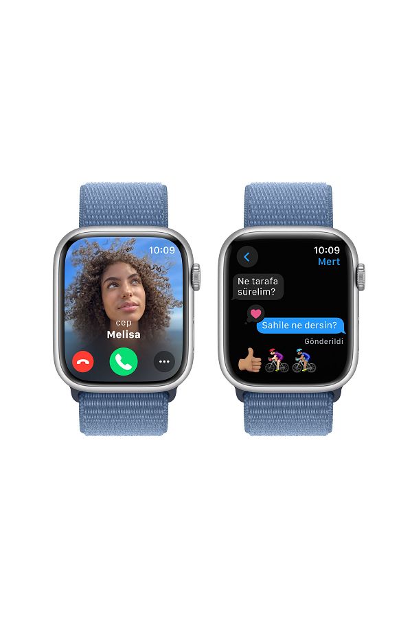 Apple Watch Series 9 GPS 45mm Gümüş Alüminyum Kasa ve Buz Mavisi Spor Loop - Görsel 6