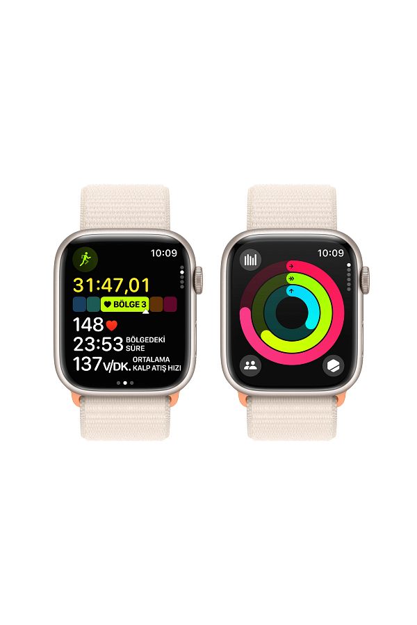 Apple Watch Series 9 GPS 45mm Yıldız Işığı Alüminyum Kasa ve Yıldız Işığı Spor Loop - Görsel 8