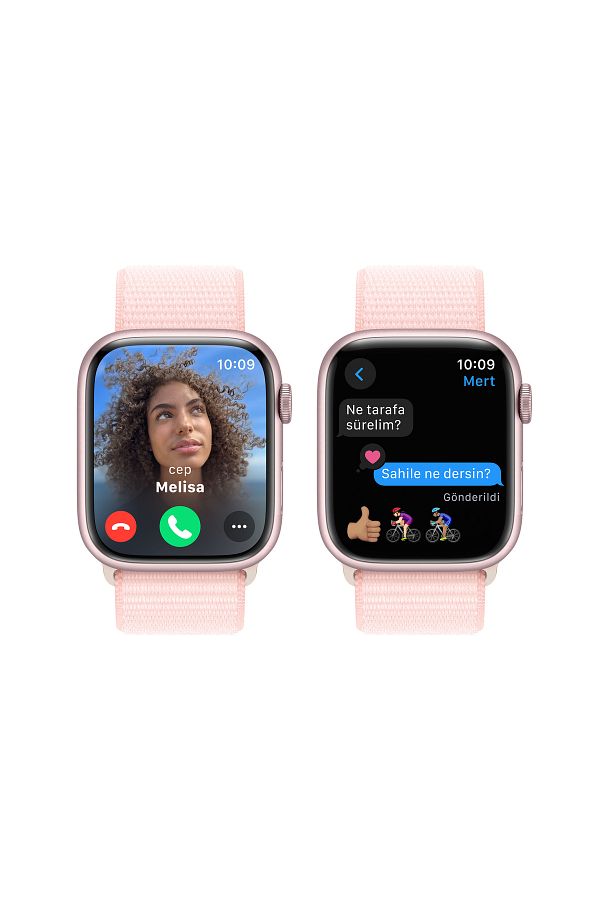 Apple Watch Series 9 GPS 45mm Pembe Alüminyum Kasa ve Uçuk Pembe Spor Loop - Görsel 6