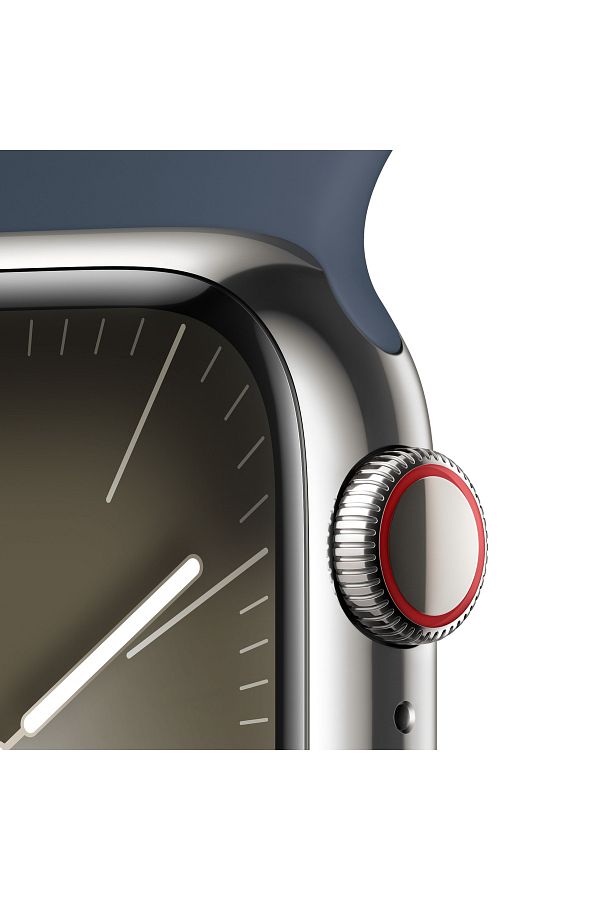 Apple Watch Series 9 GPS + Cellular 41mm Gümüş Paslanmaz Çelik Kasa ve Fırtına Mavisi Spor Kordon - S/M - Görsel 3