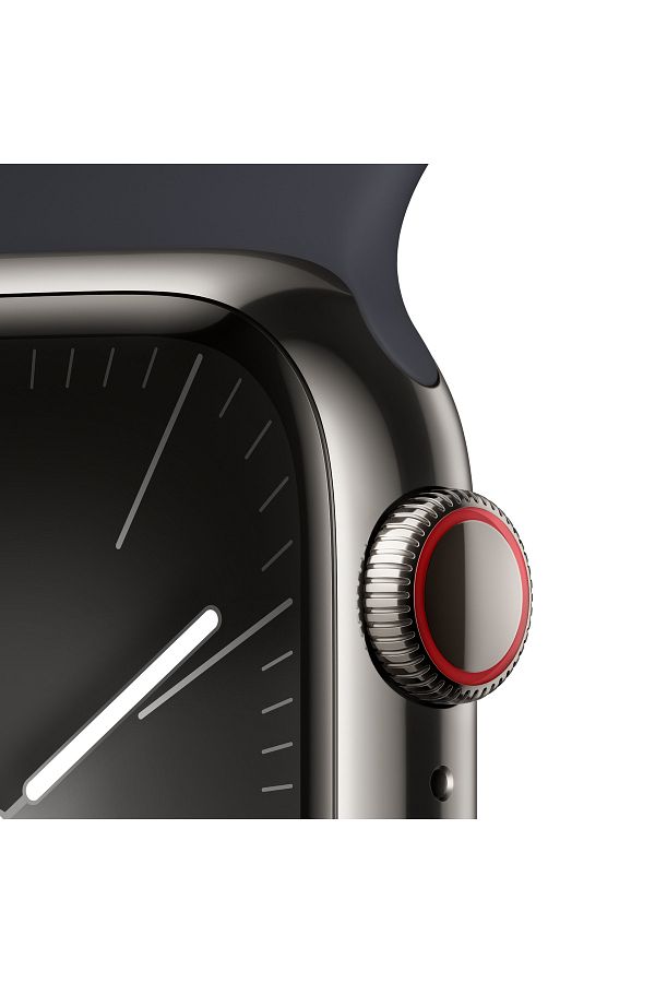 Apple Watch Series 9 GPS + Cellular 41mm Grafit Paslanmaz Çelik Kasa ve Gece Yarısı Spor Kordon - S/M - Görsel 3
