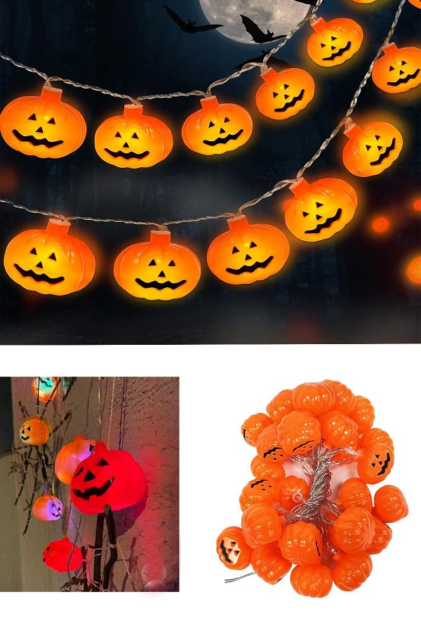 Halloween Cadılar Bayramı Bal Kabağı Şeklinde Rengarenk Led Işık Lamba Halloween Dekoratif Süs 2,5m