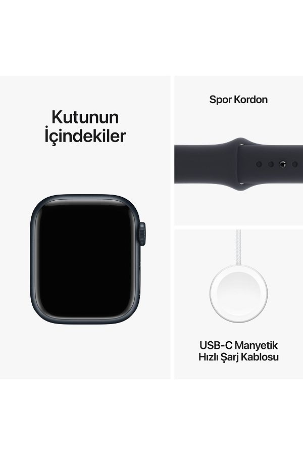 Apple Watch Series 9 GPS 41mm Gece Yarısı Alüminyum Kasa ve Gece Yarısı Spor Kordon - M/L - Görsel 10