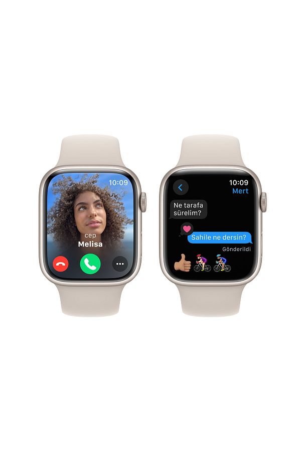 Apple Watch Series 9 GPS 45mm Yıldız Işığı Alüminyum Kasa ve Yıldız Işığı Spor Kordon - S/M - Görsel 6