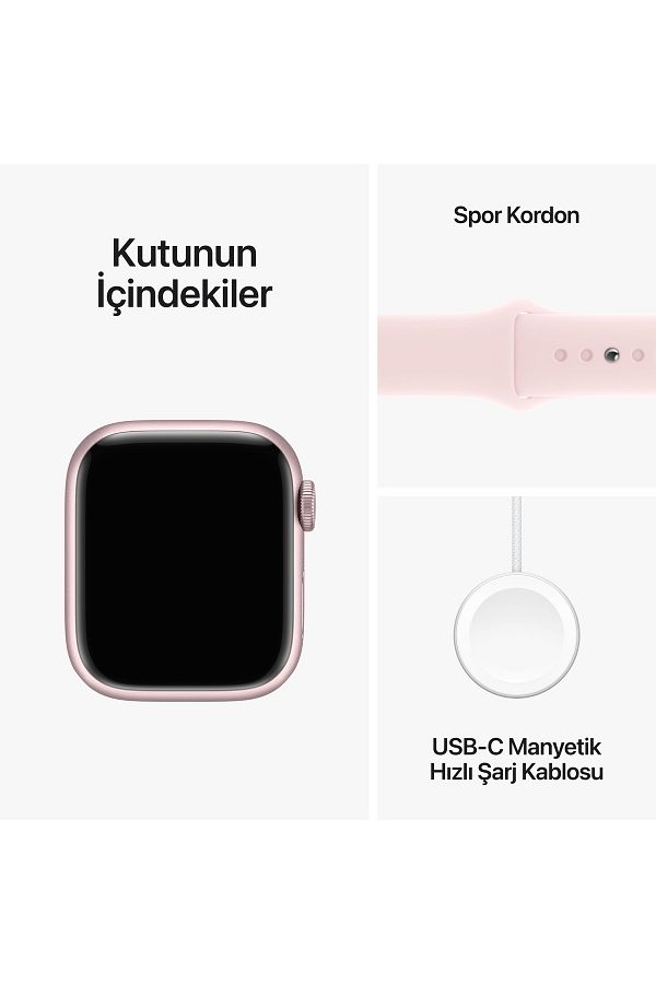 Apple Watch Series 9 GPS 41mm Pembe Alüminyum Kasa ve Uçuk Pembe Spor Kordon - M/L - Görsel 10