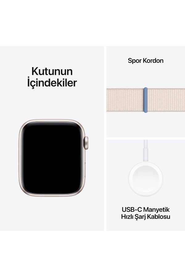 Apple Watch SE GPS 44mm Yıldız Işığı Alüminyum Kasa ve Yıldız Işığı Spor Loop - Görsel 8