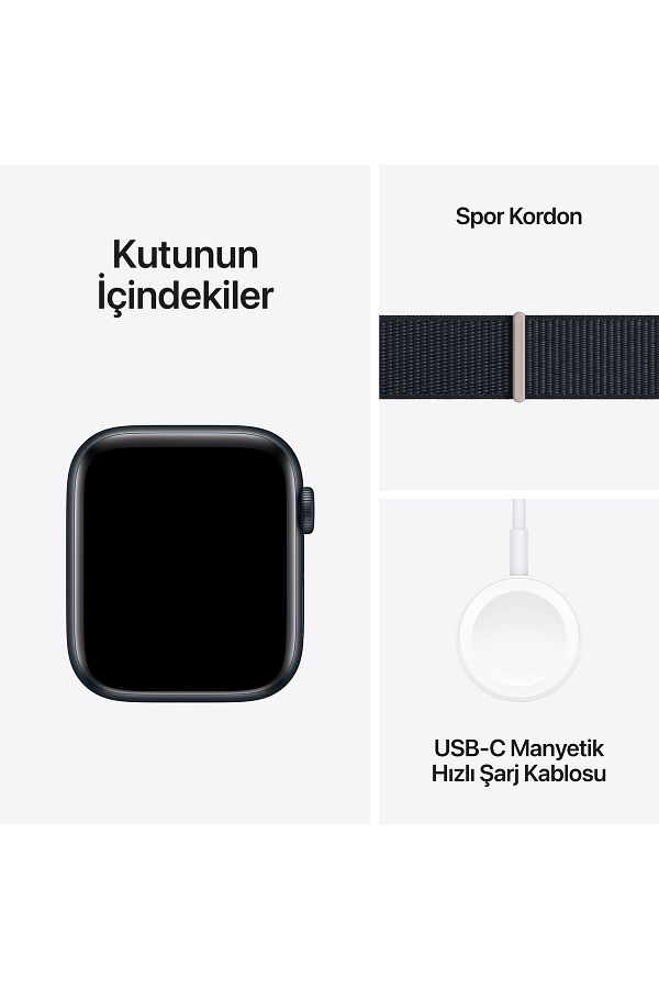 Apple Watch SE GPS 44mm Gece Yarısı Alüminyum Kasa ve Gece Yarısı Spor Loop - Görsel 8