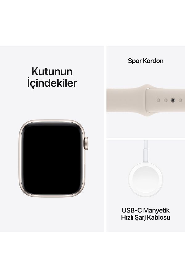 Apple Watch SE GPS 44mm Yıldız Işığı Alüminyum Kasa ve Yıldız Işığı Spor Kordon - M/L - Görsel 8