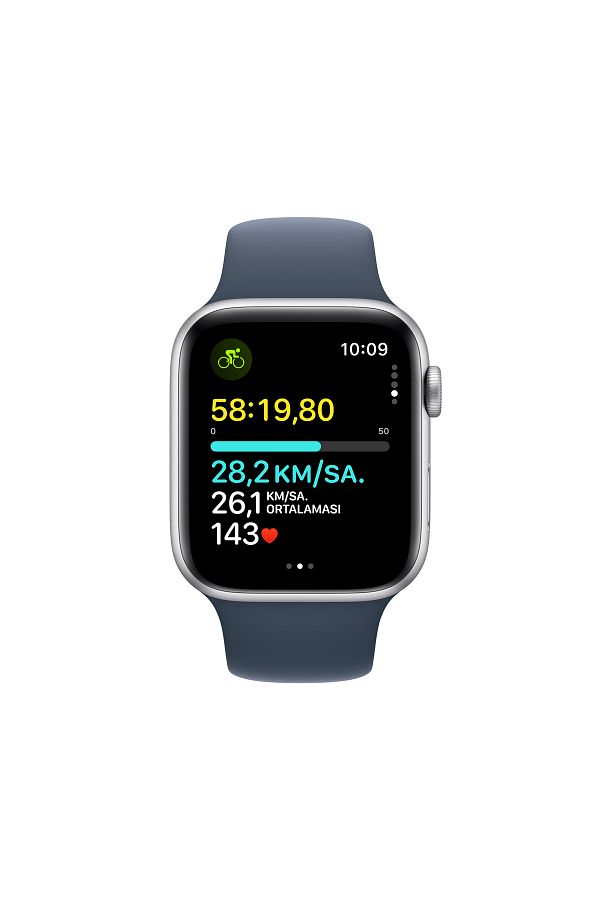 Apple Watch SE GPS 44mm Gümüş Alüminyum Kasa ve Fırtına Mavisi Spor Kordon - S/M - Görsel 6