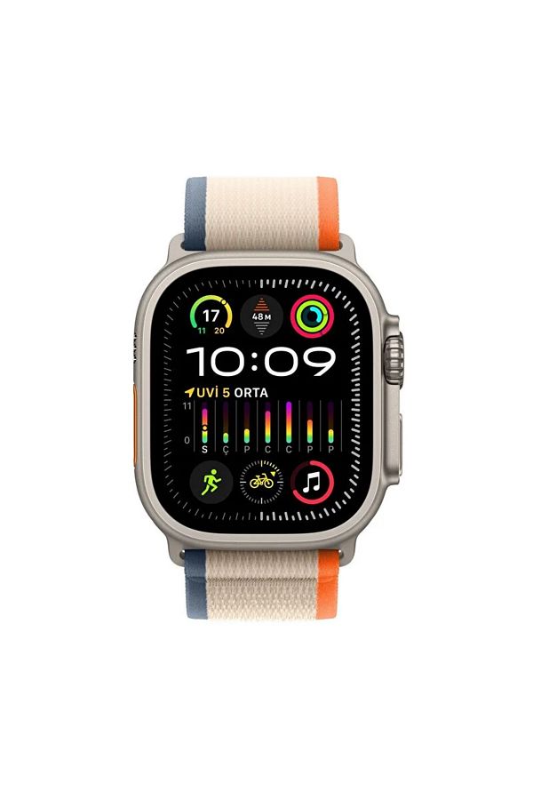Apple Watch Ultra 2 GPS + Cellular, 49mm Titanyum Kasa ve Turuncu/Bej Trail Loop - M/L - Görsel 2