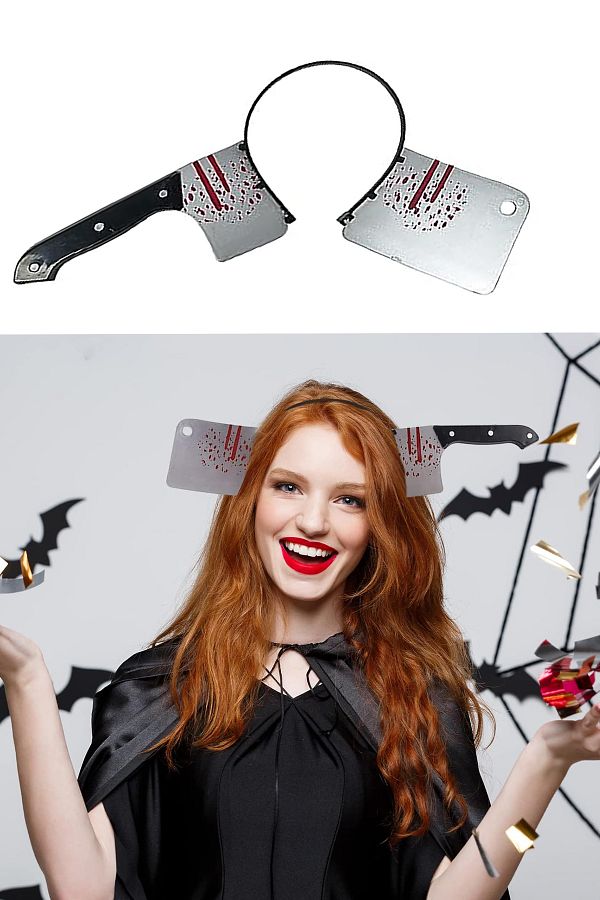 1 Adet Hollween Kanlı Satır Taç, Cadılar Bayramı Korkunçi Parti Aksesuarı Taçı 44x28,5 cm